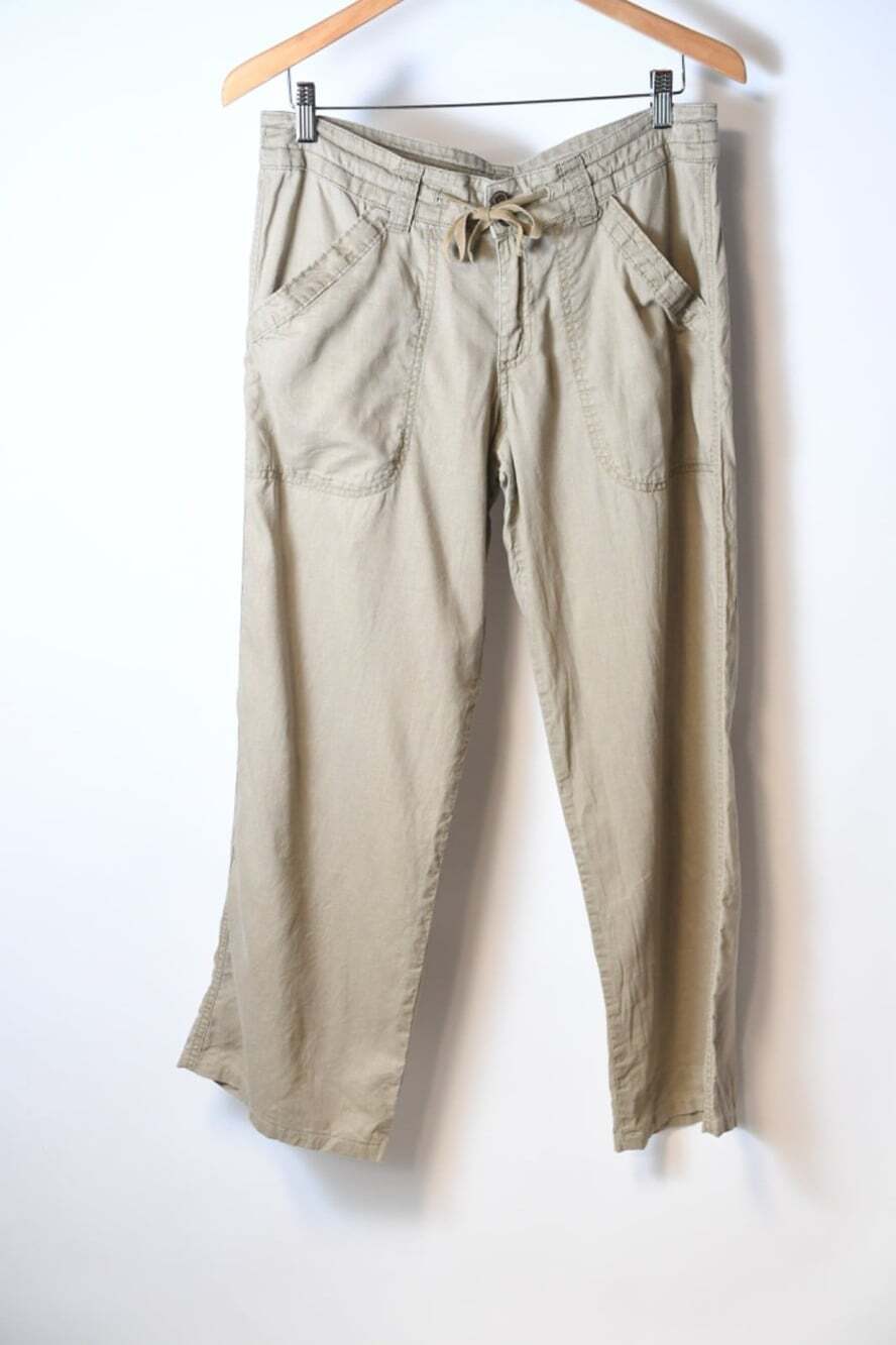 Patagonia Island Hemp Pants Womens Size 4 Pumice Tan Wide Leg Drawstring